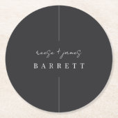 Inline | Moderne Personalisierte Hochzeit Runder Pappuntersetzer (Vorderseite)