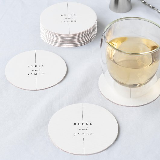 Inline | Moderne Personalisierte Hochzeit Runder Pappuntersetzer