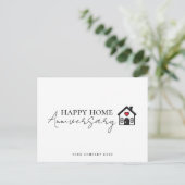 Inline-Script Herz-Haus-Jubiläum Zuhause Postkarte (Stehend Vorderseite)