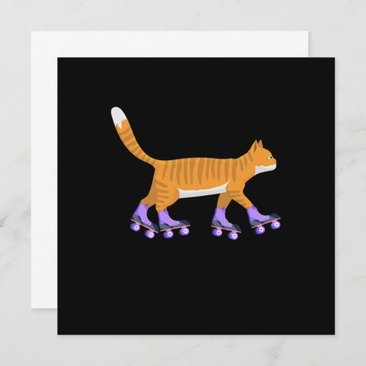 Inline Skaten Cat Kitten Rollerblading Skate Gif Einladung (Vorne/Hinten)