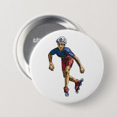 Inline Skater Cool Retro Rollerblading Button (Vorne & Hinten)