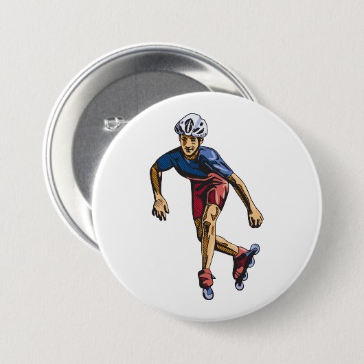 Inline Skater Cool Retro Rollerblading Button (Vorne & Hinten)