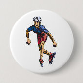 Inline Skater Cool Retro Rollerblading Button (Vorderseite)