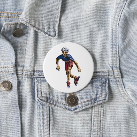 Inline Skater Cool Retro Rollerblading Button (Beispiel)