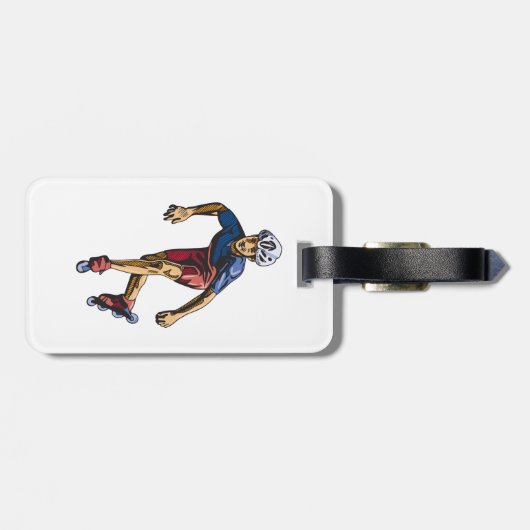 Inline Skater Cool Retro Rollerblading Gepäckanhänger (Rückseite horizontal)