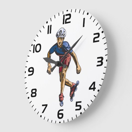 Inline Skater Cool Retro Rollerblading Große Wanduhr (Winkel)
