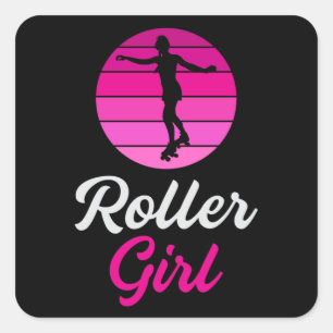 Inline Skater Girl Skaten Queen Skate Funny Gift Quadratischer Aufkleber