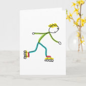 Inline Skating Stickman Karte (Gelbe Blume)