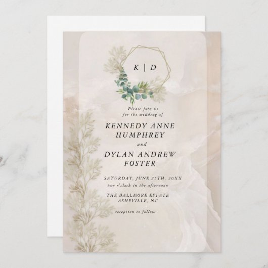 Inline-verblendetes Foto | Moderne Minimale Hochze Einladung (Vorne/Hinten)