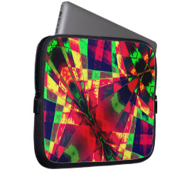 Inlinierte, gestreckte Rechtecke, grün, rot, dunke Laptopschutzhülle