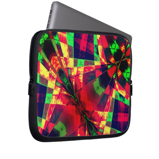 Inlinierte, gestreckte Rechtecke, grün, rot, dunke Laptopschutzhülle (Vorne Rechts)