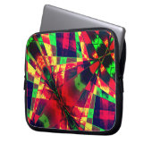 Inlinierte, gestreckte Rechtecke, grün, rot, dunke Laptopschutzhülle (Vorderseite Links)