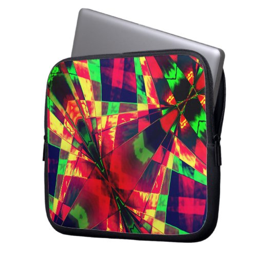Inlinierte, gestreckte Rechtecke, grün, rot, dunke Laptopschutzhülle (Vorderseite Links)