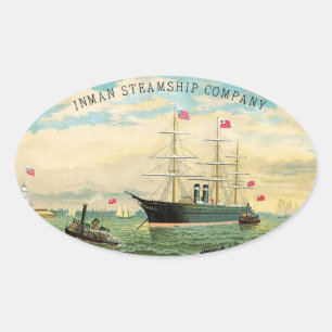 Inman Steamship Company Ovaler Aufkleber