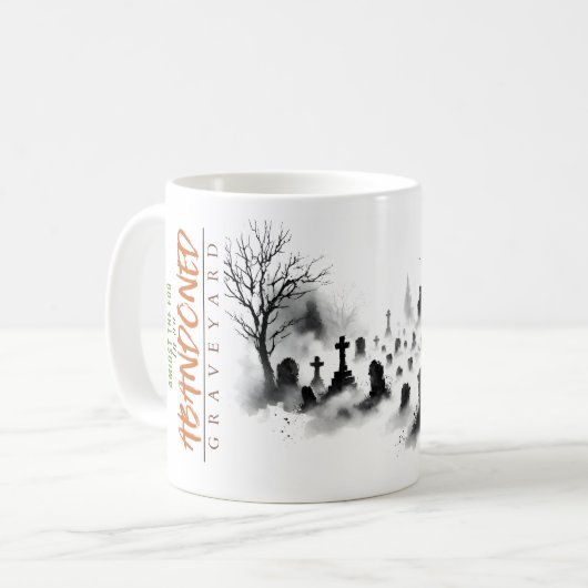 Inmitten des Nebels auf einem verlassenen Friedhof Kaffeetasse (Vorderseite Links)