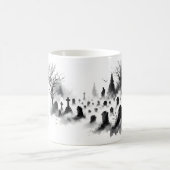 Inmitten des Nebels auf einem verlassenen Friedhof Kaffeetasse (Mittel)