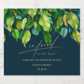Inmitten von Liebe Greenery Deep Blue Wedding Schaumweinetikett (Einzelnes Label)