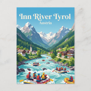 Inn River Tirol Wildwasser-Rafting Österreich Postkarte