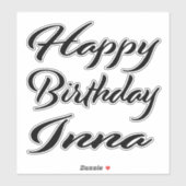 Inna Name Vorname black Sticker Geburtstag (Blatt)