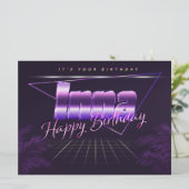 Inna Name Vorname lila retro Karte Geburtstag (Stehend Vorderseite)