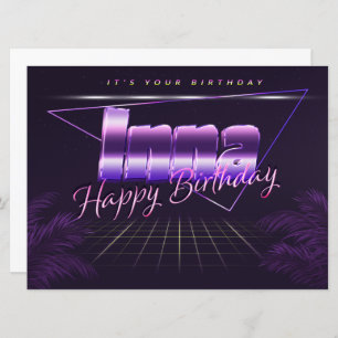 Inna Name Vorname lila retro Karte Geburtstag