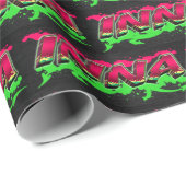 Inna Vorname Name Graffiti red green Geschenkpapier (Rolleneckpunkt)