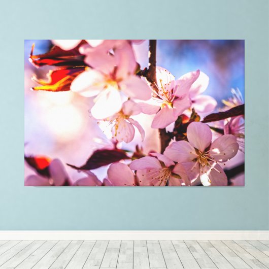 Innen ein Sakura Tree Leinwanddruck (Insitu (Holzboden))