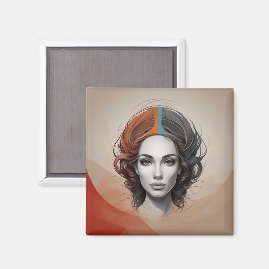 innen heraus lebendiges Mädchen Magnet (Vorderseite/Rückseite)