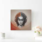 innen heraus lebendiges Mädchen Quadratische Wanduhr (Zuhause)