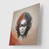 innen heraus lebendiges Mädchen Quadratische Wanduhr (Winkel)