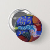 Innen und außen - azurblauer und hochroter button (Vorne & Hinten)