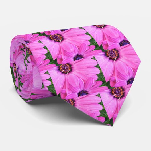 Innen von Pink Lila Gerbera Daisy Blume Natur Krawatte (Gerollt)