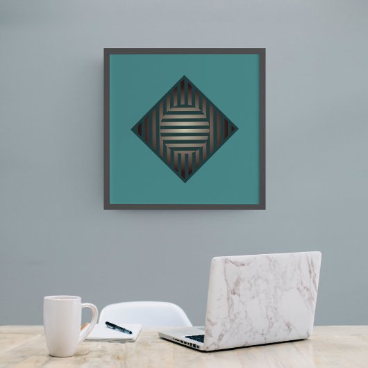 Innenabmessungen: Linien in blau-grün und grau Poster