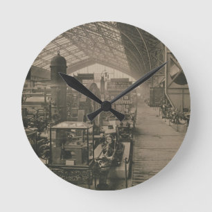 Innenansicht der Maschineriehalle, von "L'Album Runde Wanduhr