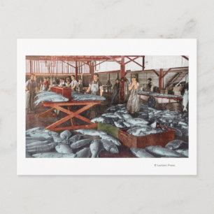 Innenansicht einer Lachskannerie Postkarte
