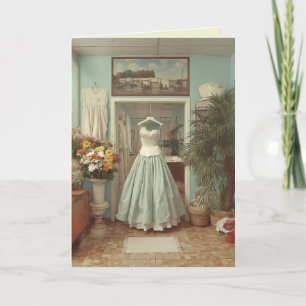 Innenansicht eines Brautmodengeschäfts im Vintage- Karte