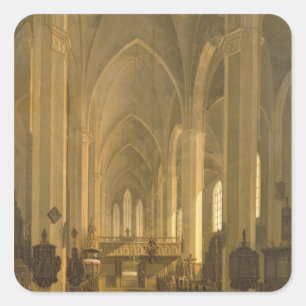 Innenansicht von Johannes Kirche in Hamburg Quadratischer Aufkleber