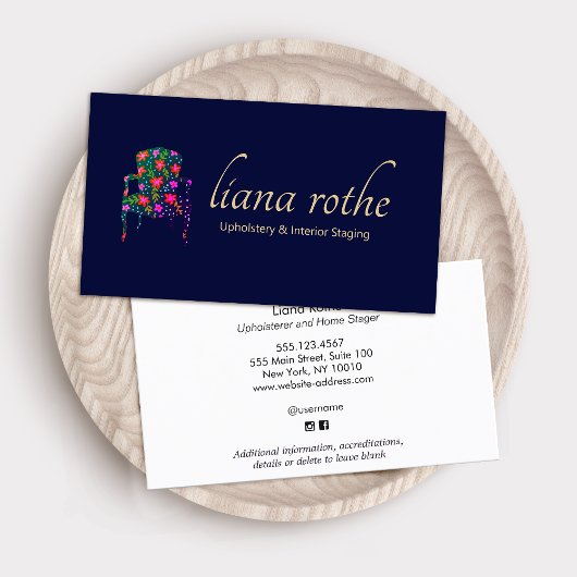 Innenarchitekt Floral Französischer Stuhl Square B Visitenkarte