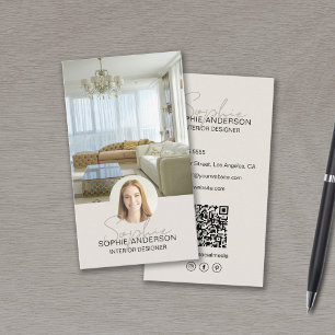 Innenarchitekt Foto QR Skript Name Tan Visitenkarte