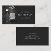 Innenarchitekt-klassisches weißes Stuhl-Wohnzimmer Visitenkarte (Vorne/Hinten)