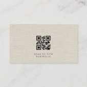 Innenarchitekt Luxus Neutraler Leinen QR-Code Visitenkarte (Rückseite)