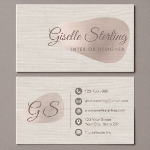 Innenarchitekt Neutral Beige Leinen Abstract Visitenkarte