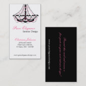 Innenarchitekt-Rosa-Leuchter-Visitenkarte Visitenkarte (Vorne/Hinten)