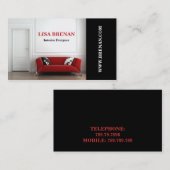 Innenarchitekt-rotes Sofa-Möbel-Studio Visitenkarte (Vorne/Hinten)