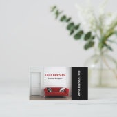 Innenarchitekt-rotes Sofa-Möbel-Studio Visitenkarte (Stehend Vorderseite)