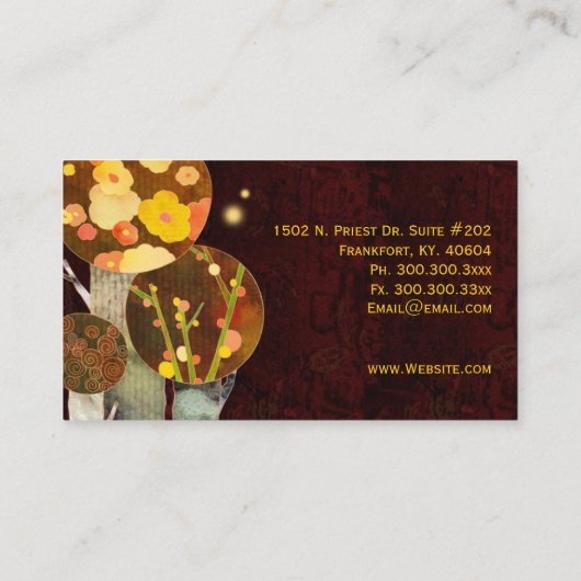 Innenarchitekten der Herbstbaume Visitenkarte (Rückseite)