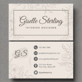 Innenarchitektin Neutral Ivory Floral Elegant Visitenkarte