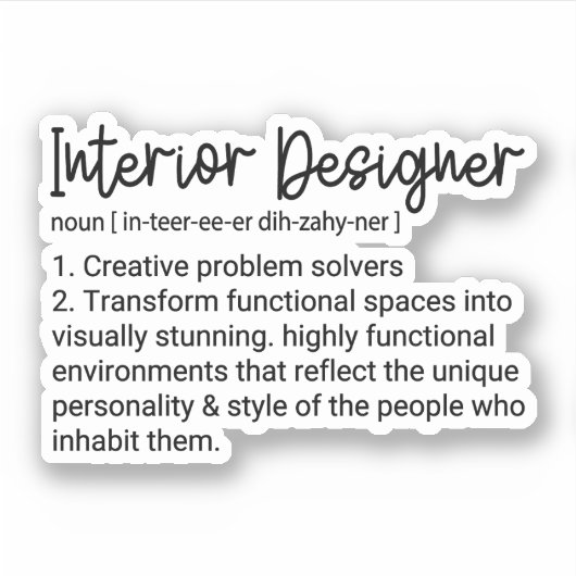 Innenarchitektur Definition, Innendesign Aufkleber (Vorderseite)