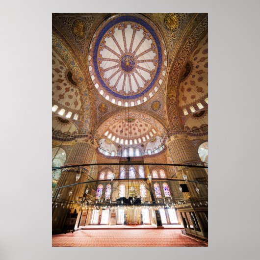 Innenarchitektur der Blauen Moschee Poster (Vorne)