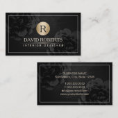 Innenarchitektur-Goldmonogramm-Vintages schwarzes Visitenkarte (Vorne/Hinten)